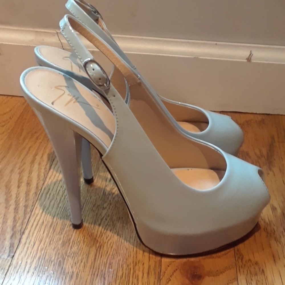 Giuseppe Zanotti Blue Peep Toe Platforms